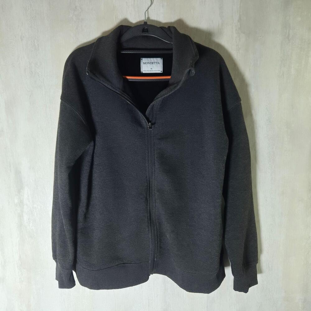 Mondetta Sweatshirt Mens Medium Gray Full Zip Fleece Mock Neck Lined Jacket